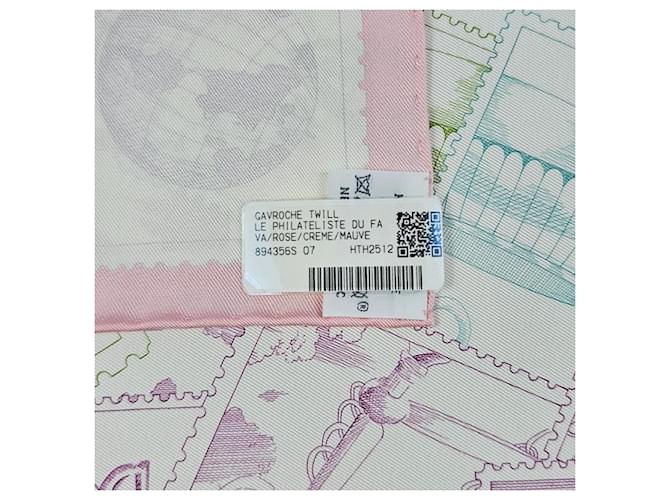 Hermès Sciarpa in seta da donna con bordi a righe Rosa - vista 11