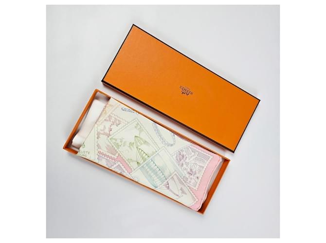 Hermès Sciarpa in seta da donna con bordi a righe Rosa - vista 12