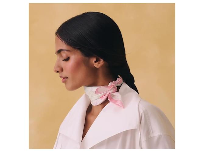 Hermès Sciarpa in seta da donna con bordi a righe Rosa - vista 3