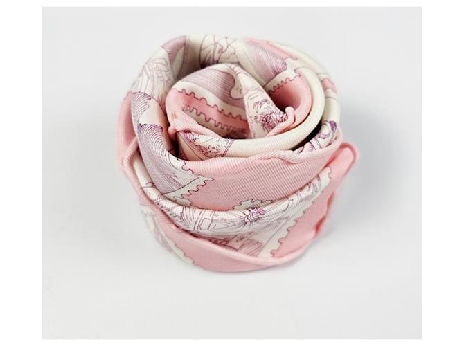 Hermès Sciarpa in seta da donna con bordi a righe Rosa - vista 8