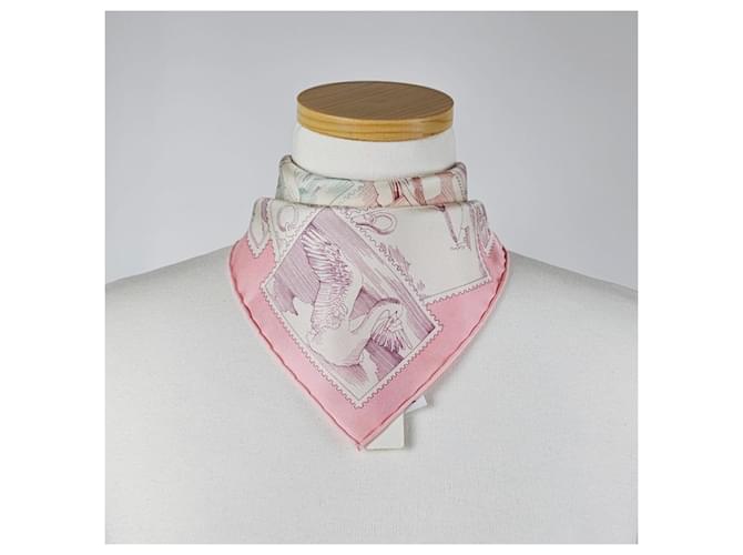 Hermès Sciarpa in seta da donna con bordi a righe Rosa - vista 9