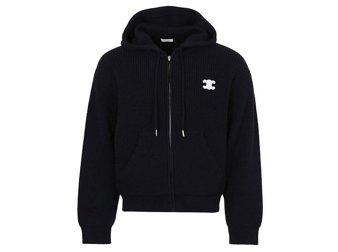 Céline Wollcardigan mit Kapuze Trionphe Patch Blau - Ansicht 2