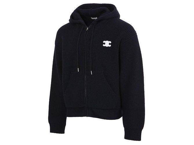 Céline Wollcardigan mit Kapuze Trionphe Patch Blau - Ansicht 3