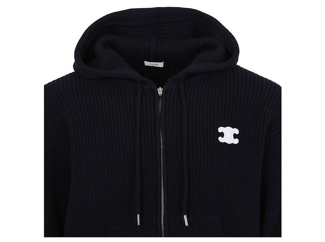 Céline Wollcardigan mit Kapuze Trionphe Patch Blau - Ansicht 7