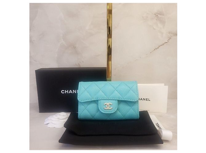 Chanel Portacarte con bottone a pressione classico Blu - vista 2