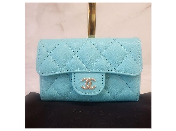 Chanel Portacarte con bottone a pressione classico Blu - vista 3