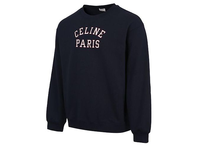 Céline Baumwoll-Fleece-Sweatshirt mit Paris-Druck Blau - Ansicht 3