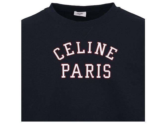 Céline Baumwoll-Fleece-Sweatshirt mit Paris-Druck Blau - Ansicht 7