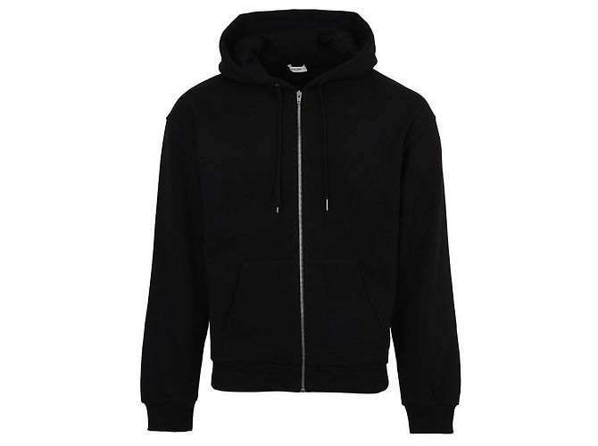 Céline Felpa con cappuccio in cotone con zip e logo Nero - vista 2