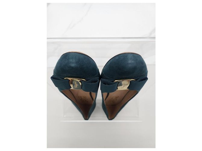 Salvatore Ferragamo Scarpe flat Varina in camoscio (SKU: Verde - vista 3