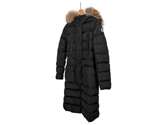 Moncler Chaqueta larga de plumas de piel de mapache para mujer Chloe negra Negro - vista 2