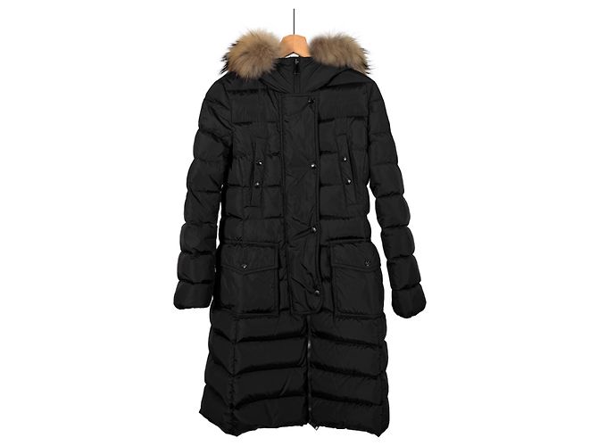 Moncler Chaqueta larga de plumas de piel de mapache para mujer Chloe negra Negro - vista 3