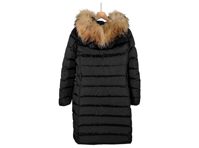 Moncler Chaqueta larga de plumas de piel de mapache para mujer Chloe negra Negro - vista 4