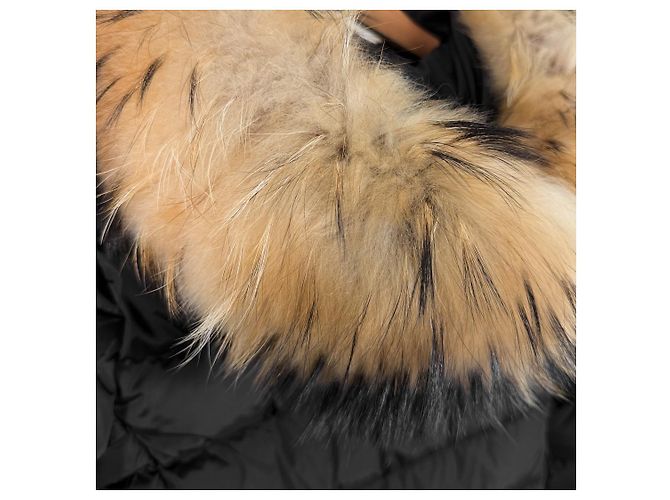 Moncler Chaqueta larga de plumas de piel de mapache para mujer Chloe negra Negro - vista 8