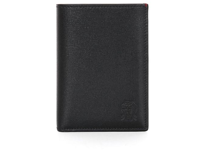 Brunello Cucinelli Grain Leather Passport Case Black - view 2