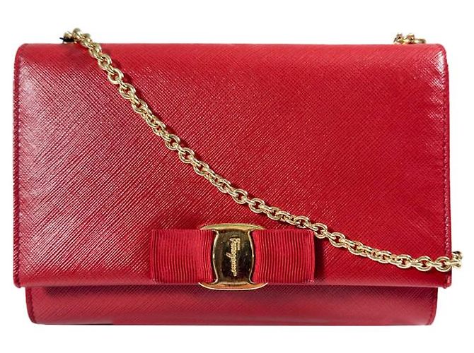 Salvatore Ferragamo Borsa a tracolla incrociata Gini Bow rossa per donna Rosso - vista 2