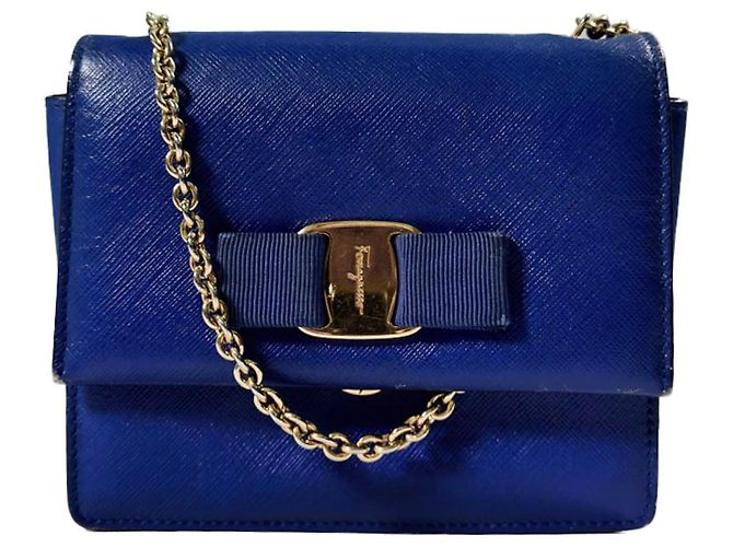 Salvatore Ferragamo Borsa a tracolla incrociata Gini Bow per donne blu - vista 2