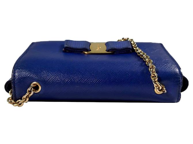 Salvatore Ferragamo Borsa a tracolla incrociata Gini Bow per donne blu - vista 6