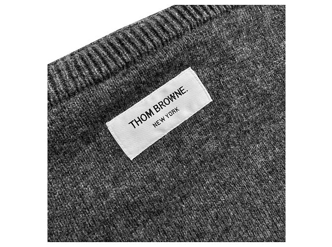 Thom Browne Grau diagonal gestreifter Wollstrick Schultertasche Braun - Ansicht 10
