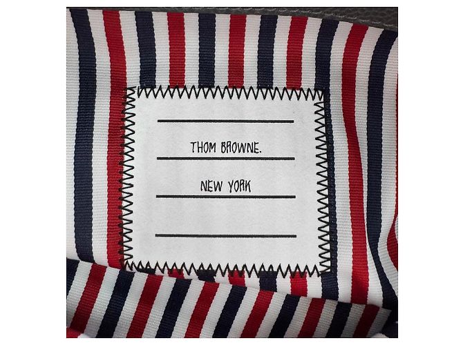 Thom Browne Grau diagonal gestreifter Wollstrick Schultertasche Braun - Ansicht 12