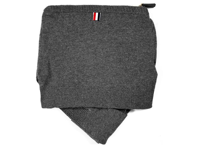 Thom Browne Grau diagonal gestreifter Wollstrick Schultertasche Braun - Ansicht 6