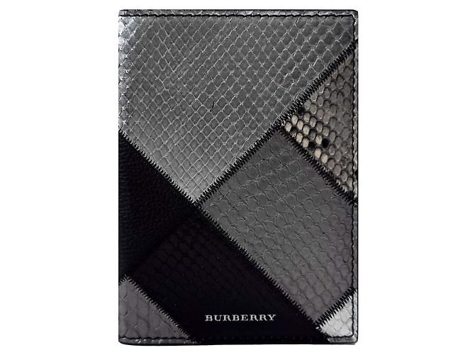 Burberry Python Calfskin Passport Holder Wallet Grey Black Brown - view 2