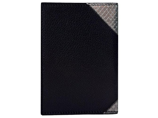 Burberry Python Calfskin Passport Holder Wallet Grey Black Brown - view 3