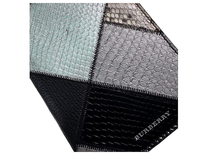 Burberry Python Calfskin Passport Holder Wallet Grey Black Brown - view 7