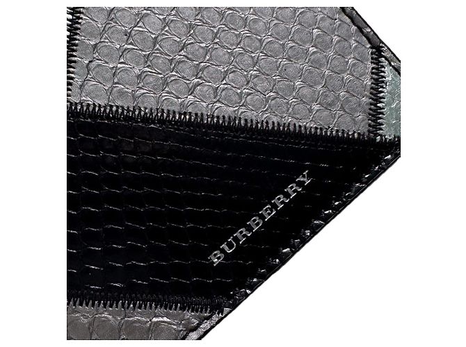 Burberry Python Calfskin Passport Holder Wallet Grey Black Brown - view 8