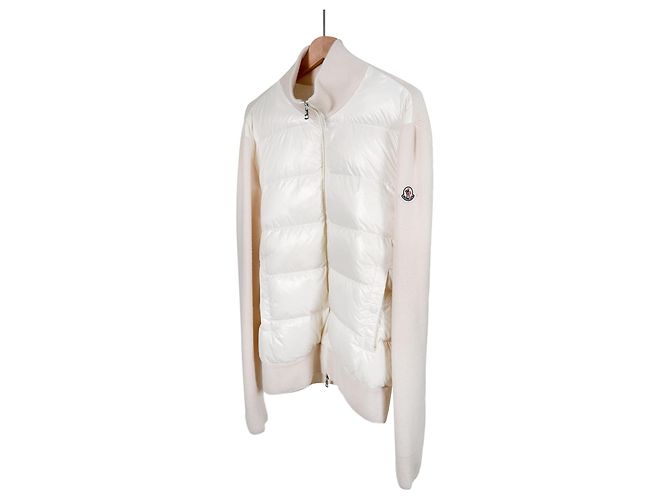 Moncler Gestepptes Herren-Cardigan mit Reißverschluss in Elfenbein Weiß - Ansicht 2