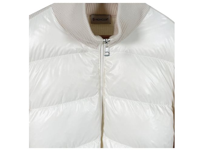 Moncler Gestepptes Herren-Cardigan mit Reißverschluss in Elfenbein Weiß - Ansicht 5