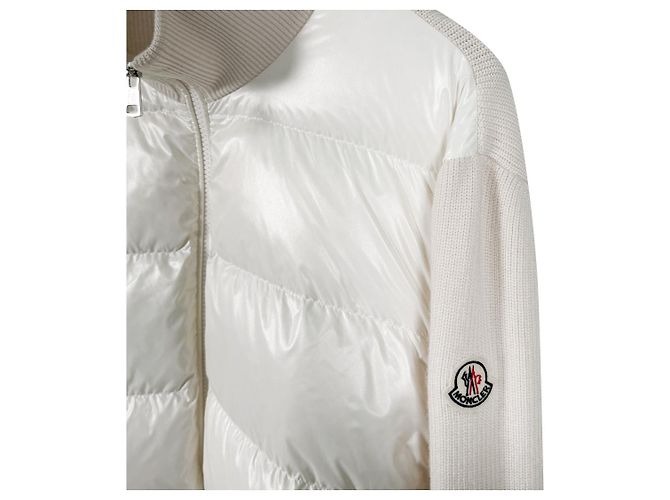 Moncler Gestepptes Herren-Cardigan mit Reißverschluss in Elfenbein Weiß - Ansicht 6