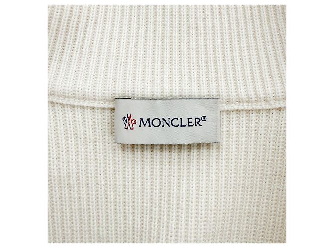 Moncler Gestepptes Herren-Cardigan mit Reißverschluss in Elfenbein Weiß - Ansicht 9