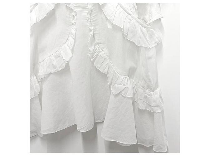 Isabel Marant Blusa de Voile de Algodón Ruffle NALOU Estrecha Blanca Blanco - vista 13