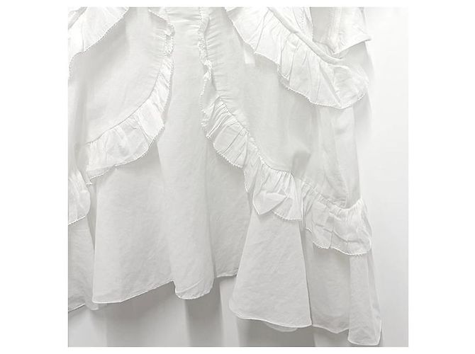 Isabel Marant Blusa de Voile de Algodón Ruffle NALOU Estrecha Blanca Blanco - vista 4