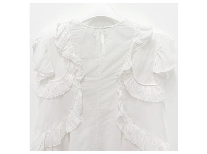 Isabel Marant Blusa de Voile de Algodón Ruffle NALOU Estrecha Blanca Blanco - vista 5