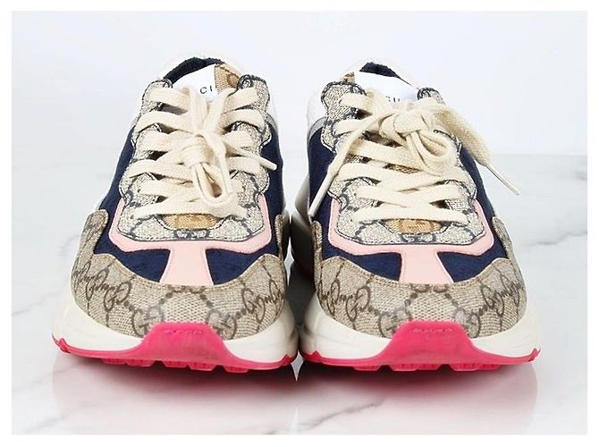 Gucci Sneakers Lation con suola rosa - vista 3