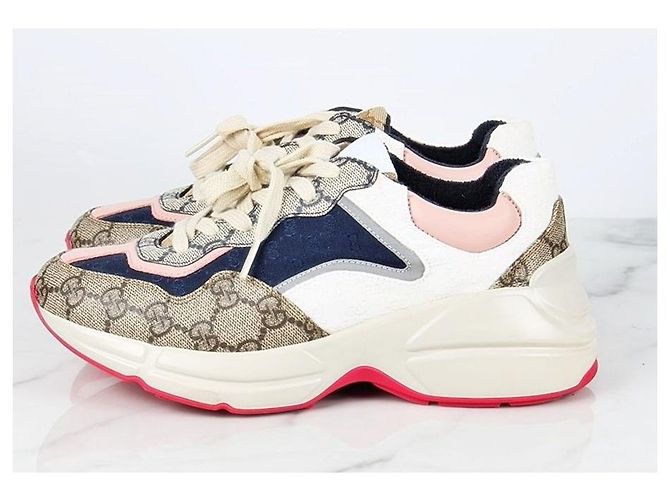 Gucci Sneakers Lation con suola rosa - vista 5