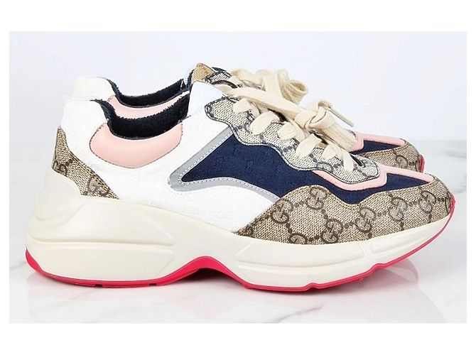 Gucci Sneakers Lation con suola rosa - vista 6