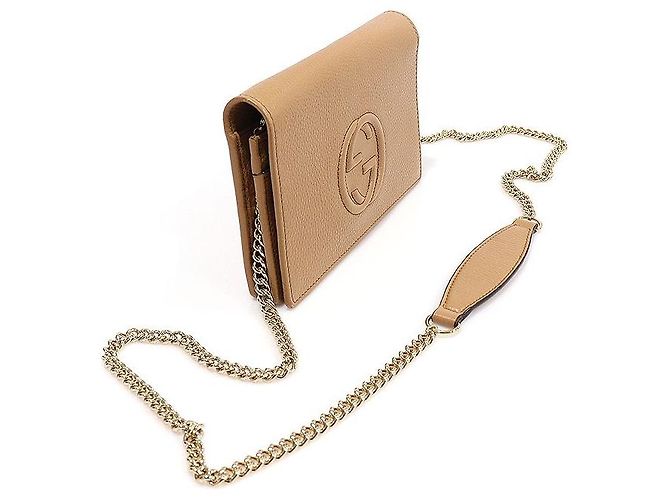 Gucci Mini borsa a tracolla in pelle beige Soho WOC con catena Marrone - vista 2