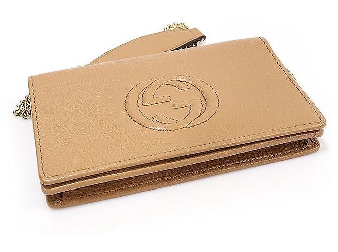 Gucci Mini borsa a tracolla in pelle beige Soho WOC con catena Marrone - vista 4
