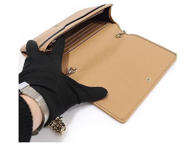 Gucci Mini borsa a tracolla in pelle beige Soho WOC con catena Marrone - vista 5
