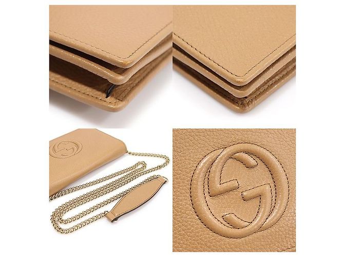 Gucci Mini borsa a tracolla in pelle beige Soho WOC con catena Marrone - vista 6