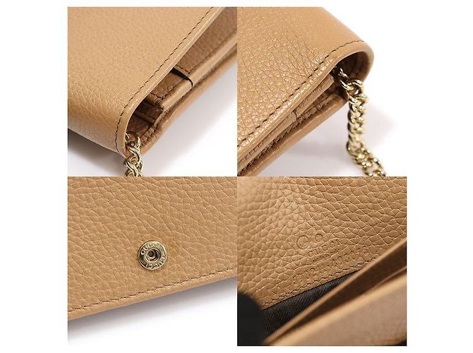 Gucci Mini borsa a tracolla in pelle beige Soho WOC con catena Marrone - vista 7