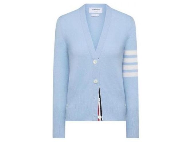 Thom Browne Klassische Cashmere-V-Ausschnitt-Cardigan Blau - Ansicht 4