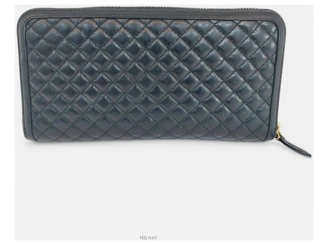 Prada Langer Geldbeutel aus schwarzem, gestepptem Leder - Ansicht 2