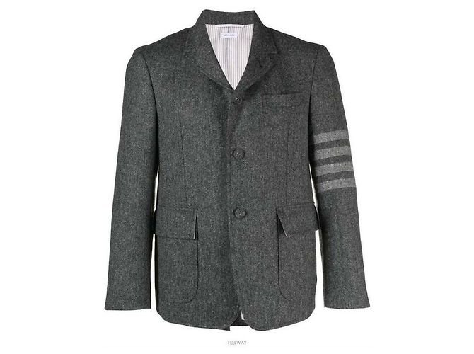 Thom Browne Giacca sportiva dritta in tweed Doni-gol Marrone - vista 4