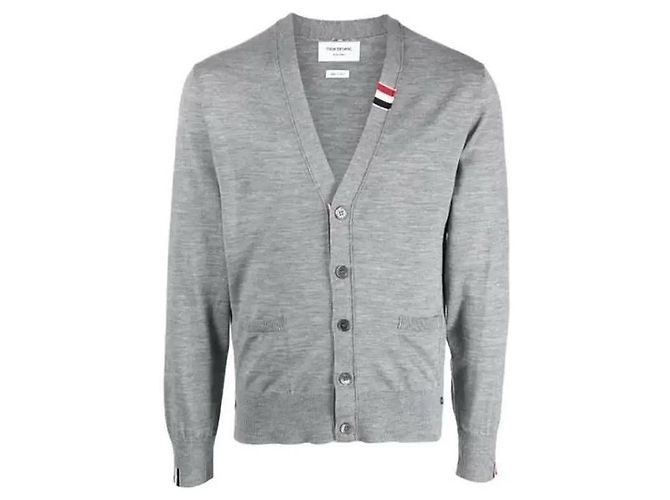Thom Browne Merinowoll-Cardigan mit Besatz Braun - Ansicht 4
