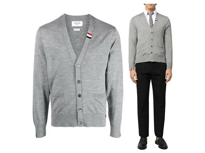 Thom Browne Merinowoll-Cardigan mit Besatz Braun - Ansicht 5