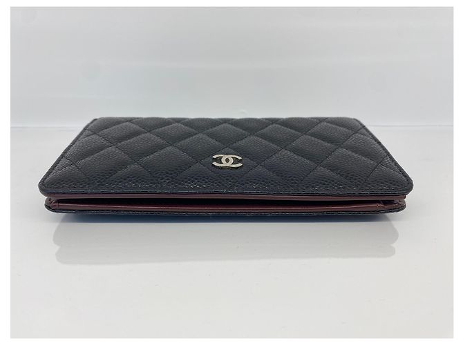 Chanel Langer Geldbeutel in Silberton Caviar Flap Weiß - Ansicht 7
